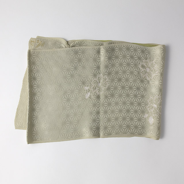 帯あげ　絞り若くさ虹