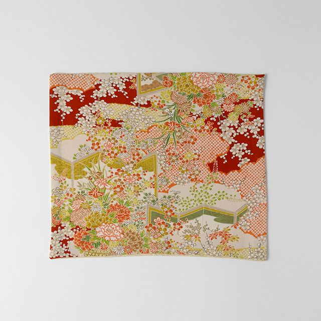 和の布マット　紅の花