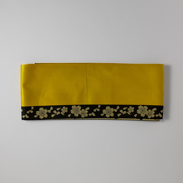 半幅帯 黄色/黒の花