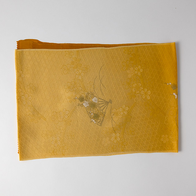 和の布　綸子黄色ぼかし扇