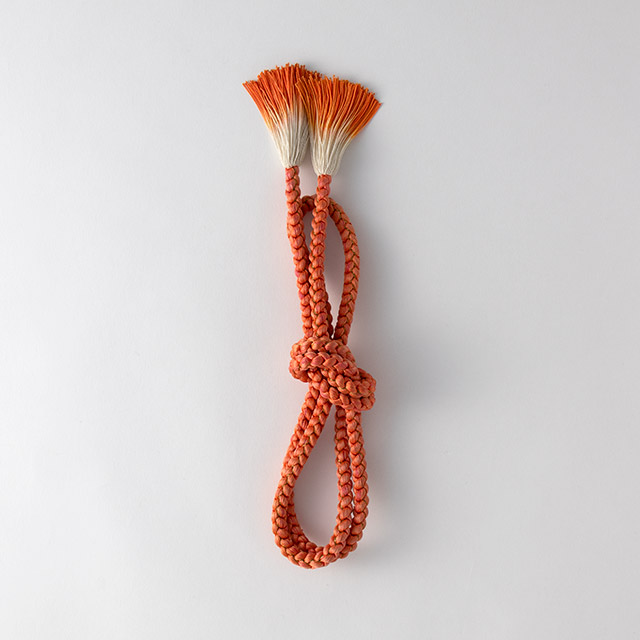 組紐　オレンジ/金　穂先白/朱