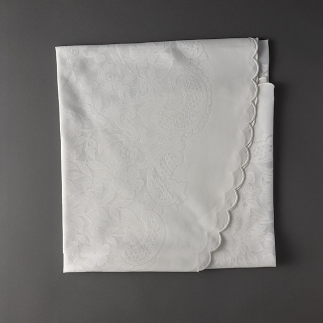 テーブルクロス　白　浮花　円