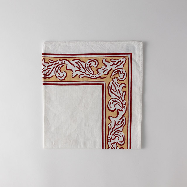 テーブルセンター 白/赤 LIBECO