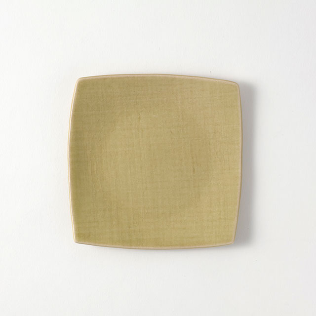 Af角皿　緑単色　13×13