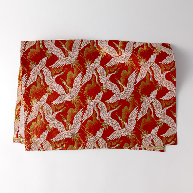 帯地　朱つる　72×50