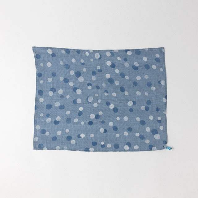テーブルマット ブルー白水玉 麻