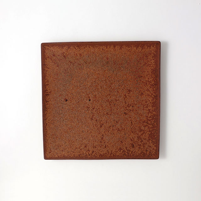 正角（30×30）大皿　サビ茶