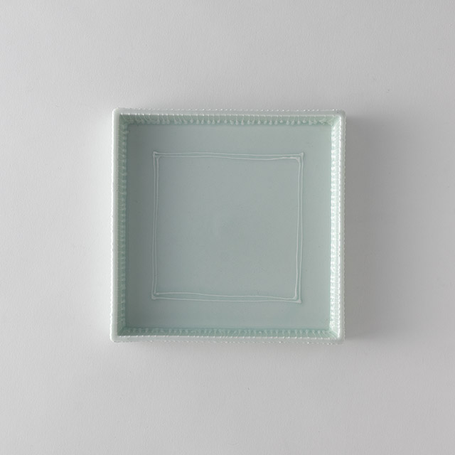 Style グリーン角皿 17cm