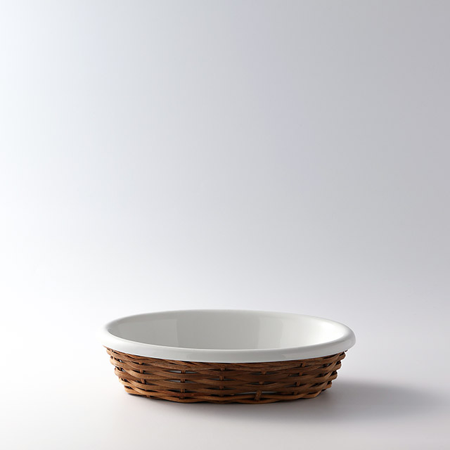 グラタン皿　オーバル竹篭付き