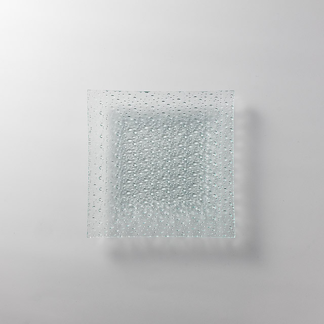 ガラス四角形皿 気泡