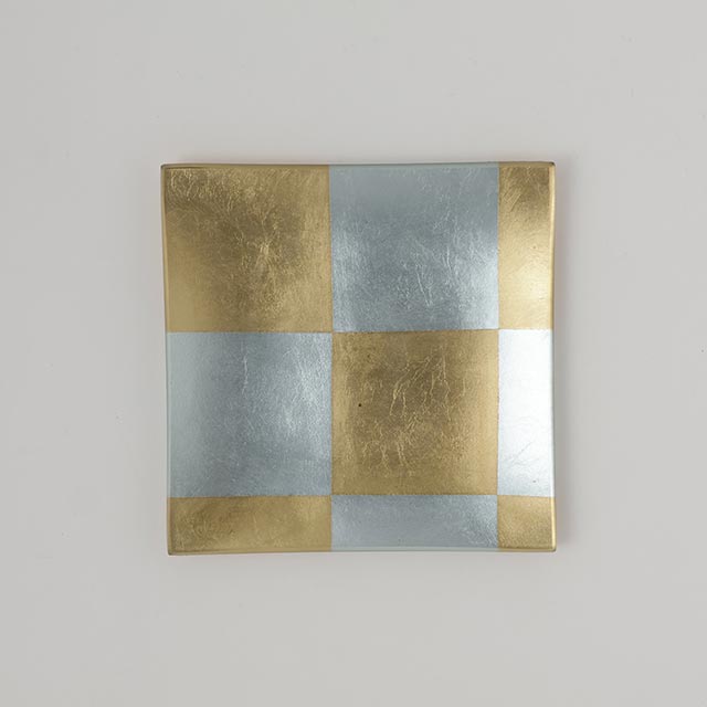 ガラス銘々皿 金箔銀箔 13cm