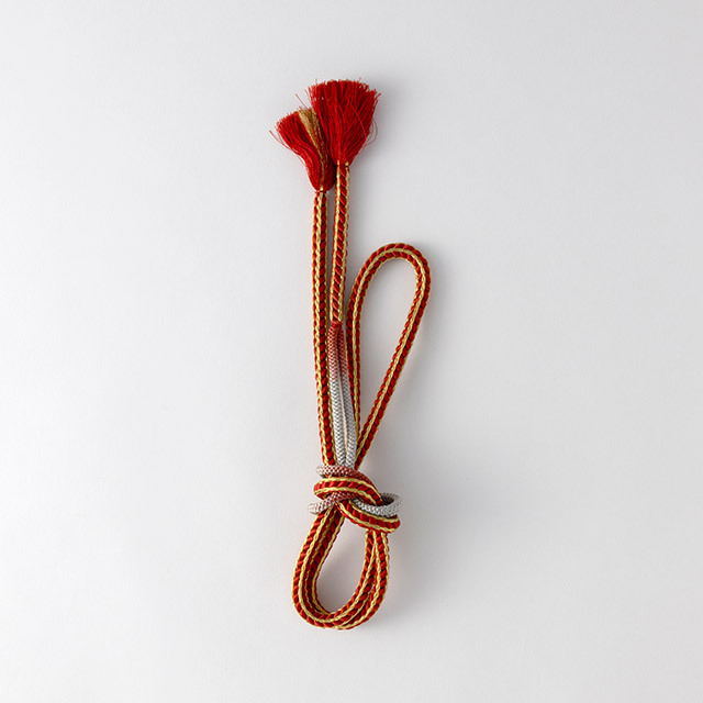 組紐　四角　金・朱　先グレー