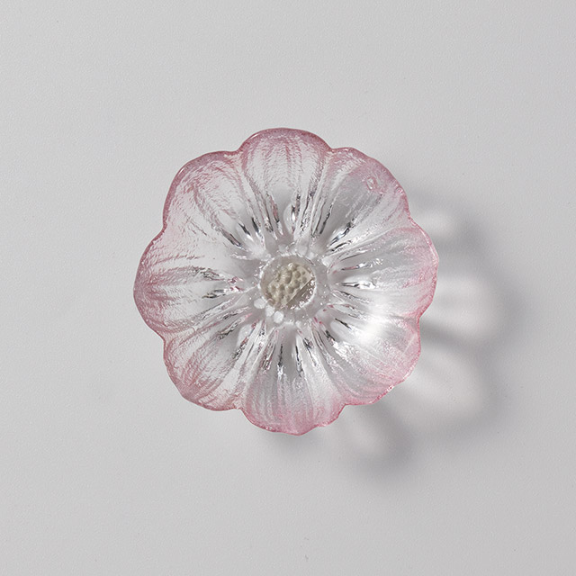 クリスタルガラス　ピンク豆皿