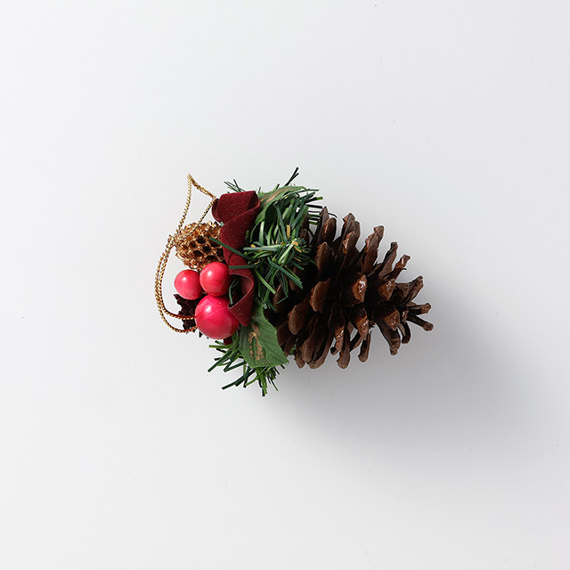 X'mas飾り　松ぼっくり　濃赤