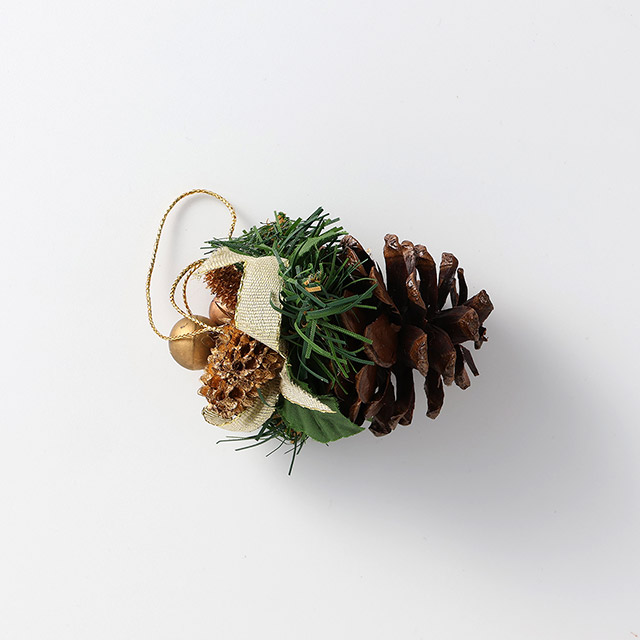 X'mas飾り　松ぼっくり　ゴールド