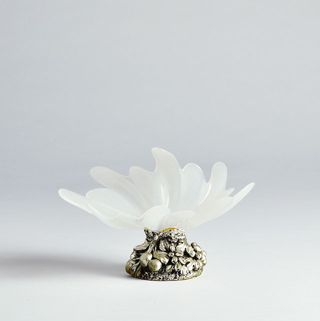 シェル型　乳白コンポート　小