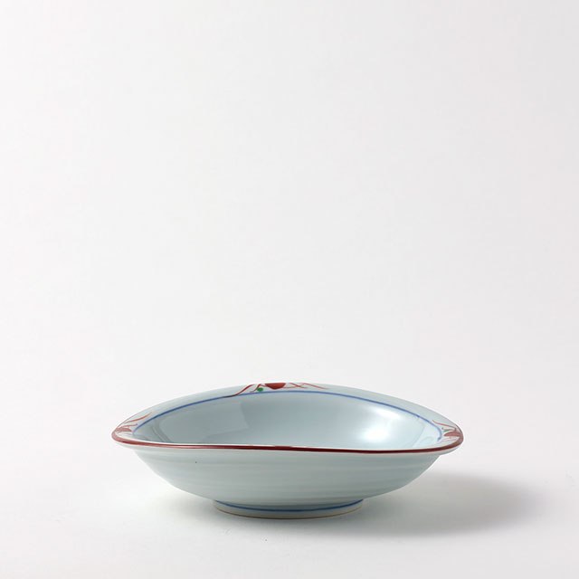 楕円　変形小皿　グレープ赤