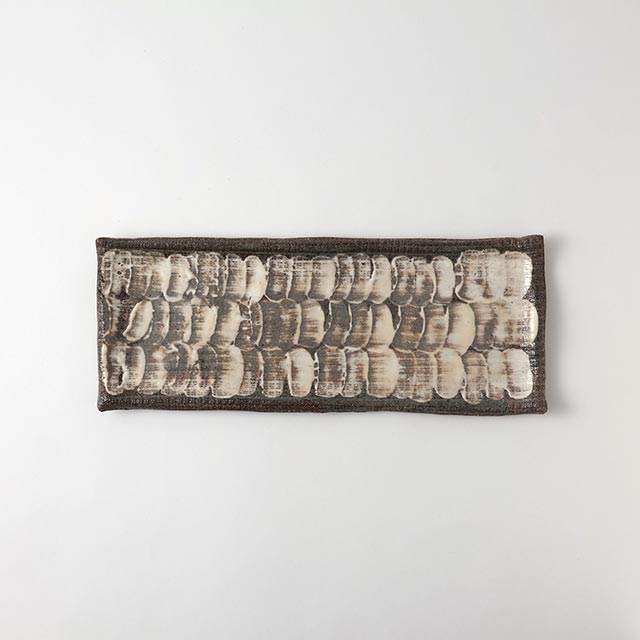 和)長皿グレー地鱗模様14×13