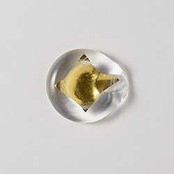 ガラス丸箸置　センターゴールド