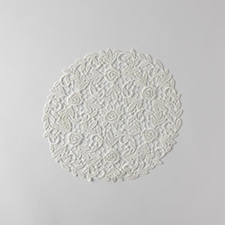 円形　レース編マット　白25cm