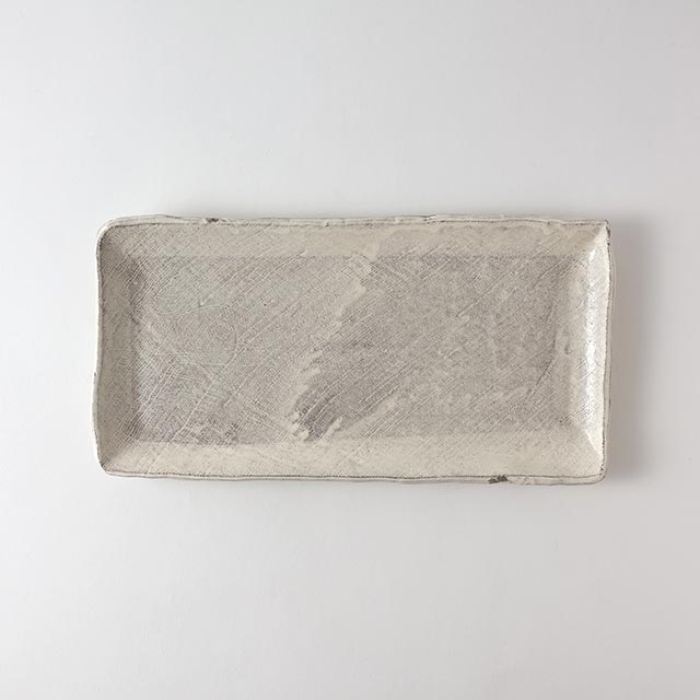 和）粉引ベージュ長角皿　29/14.5