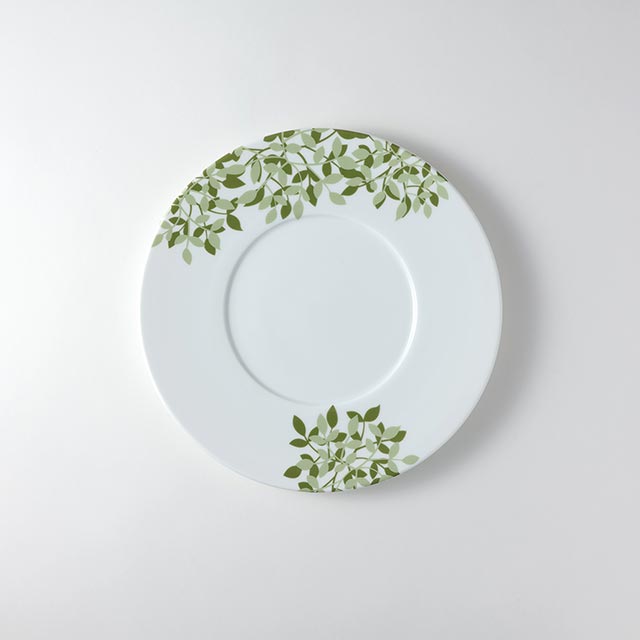 TC 27cmプレート丸 葉 緑
