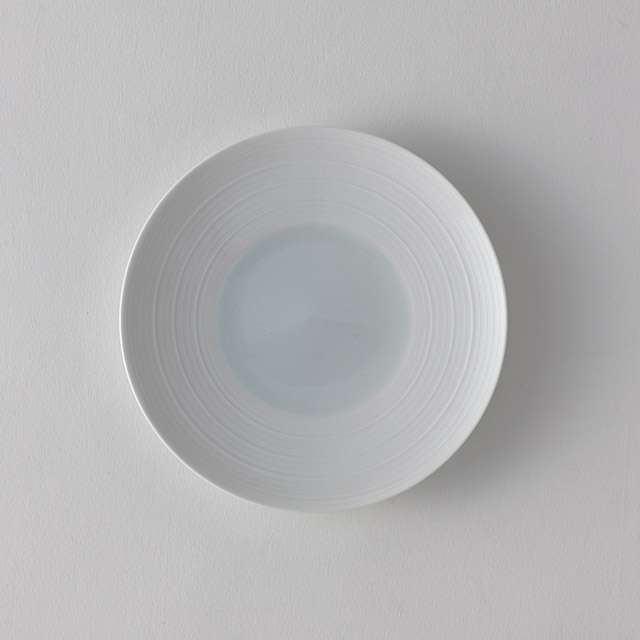 シルク小皿12.5 白地内ブルー