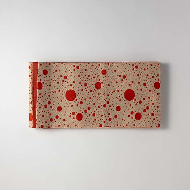 細帯 オレンジに金 ドット柄