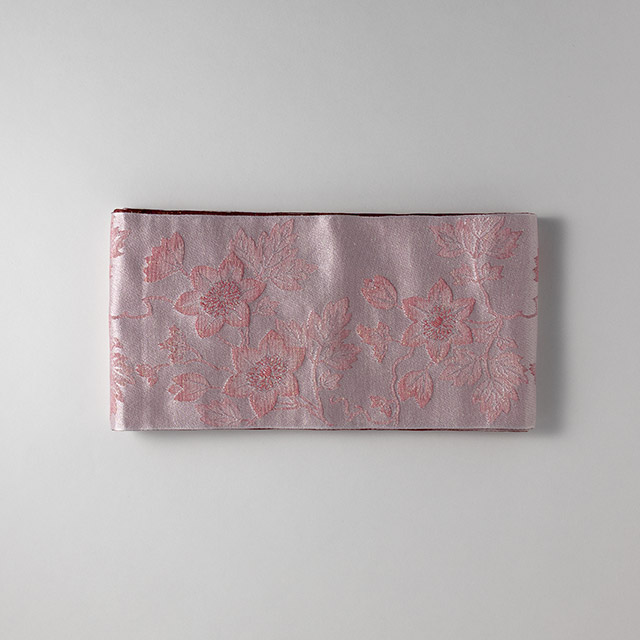 細帯 ピンク花/エンジキューブ