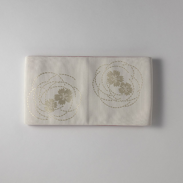 細帯　オフホワイト　地模様