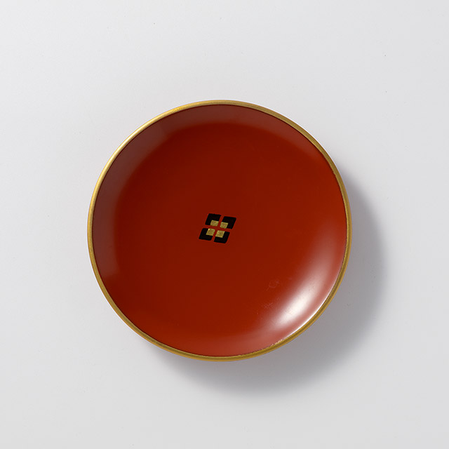 秀衡塗 青柳 漆朱銘々皿丸 12cm