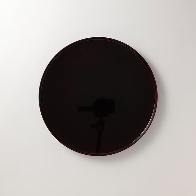 漆 タメ黒丸トレー 30cm