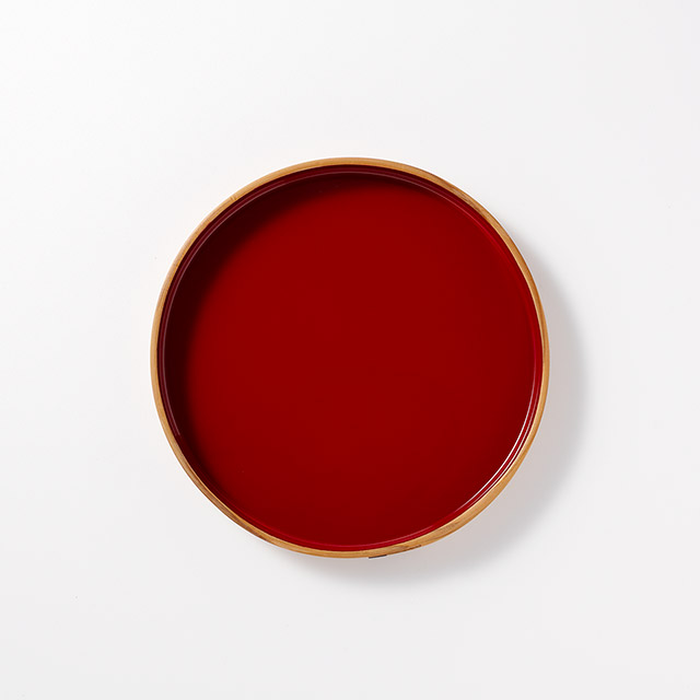 ワッパ フラット18cmトレー 内側朱