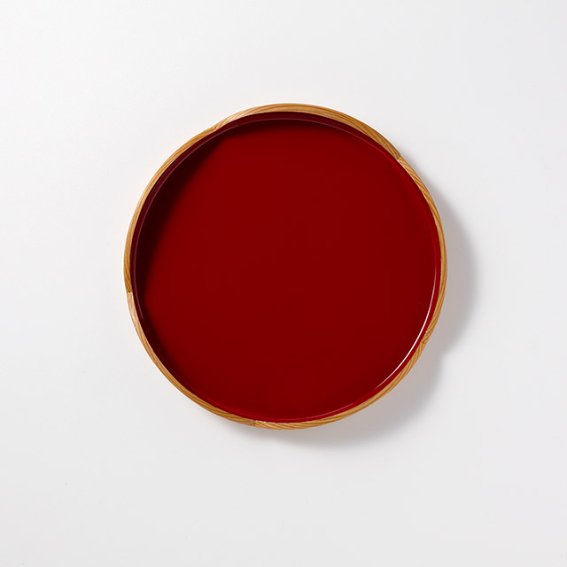 ワッパ　山形18cmトレー　内側朱