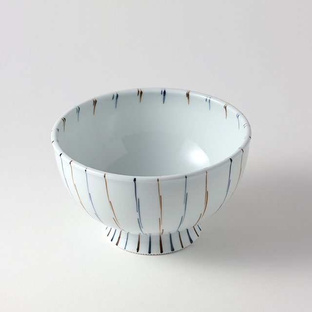 有田焼 丼 白地(茶・紺ストライプ)