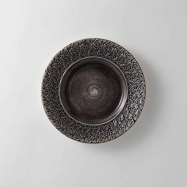 MATEUS　レースプレート　グレー紫　21cm