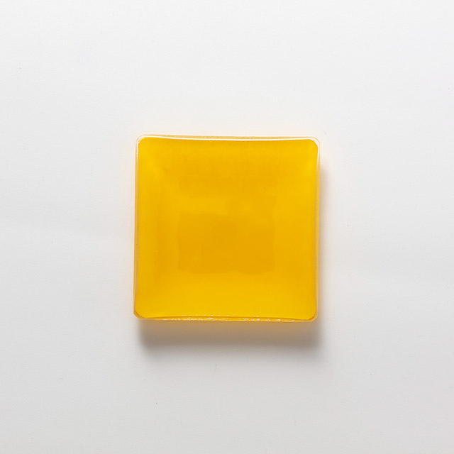 ガラス スクエアカラー皿 7c 黄