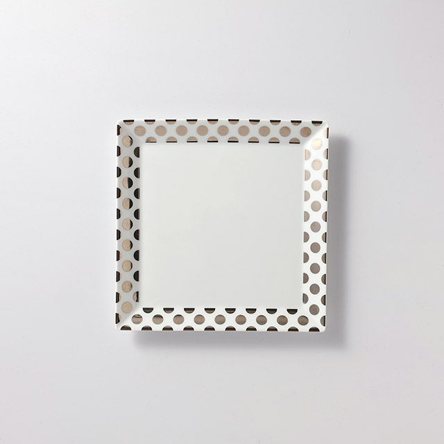 Tomi スクエア皿(19.5cm) シルバードット