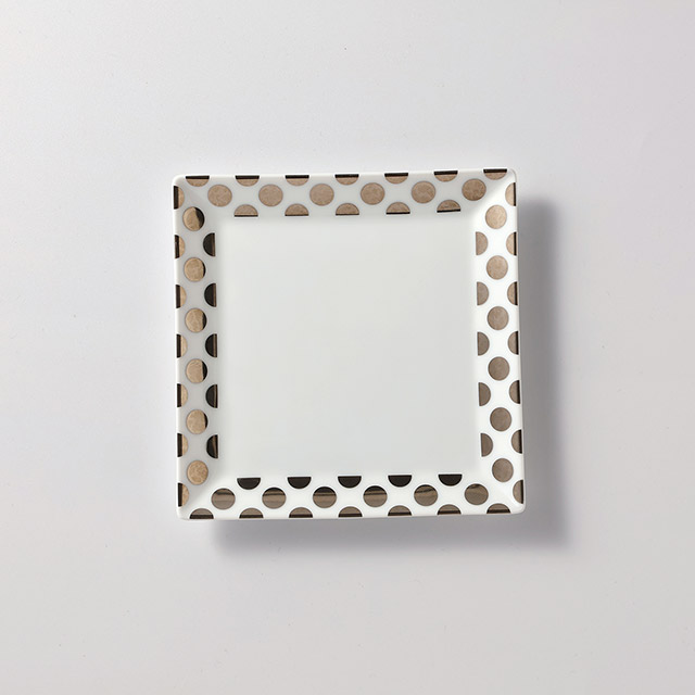 Tomi スクエア皿(13.5cm) シルバードット