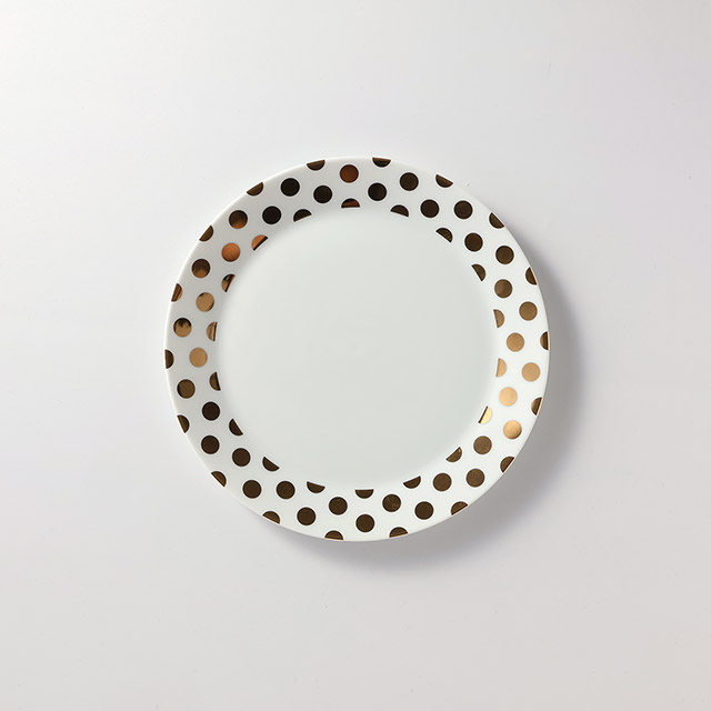 Tomi 丸皿(23cm) ゴールドドット