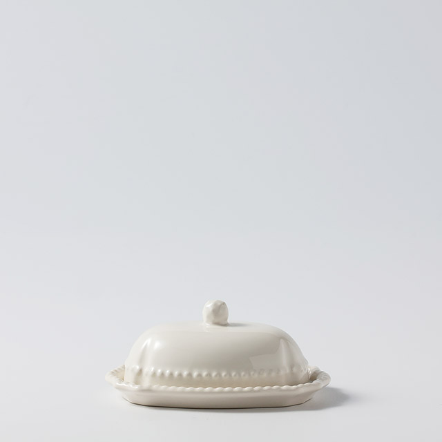 アンテオール バター皿 フタ付き白