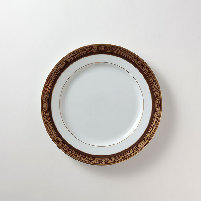Sango　茶／金フレーム　白地プレート20cm