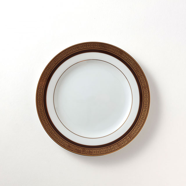 Sango 茶/金フレーム 白地プレート17cm