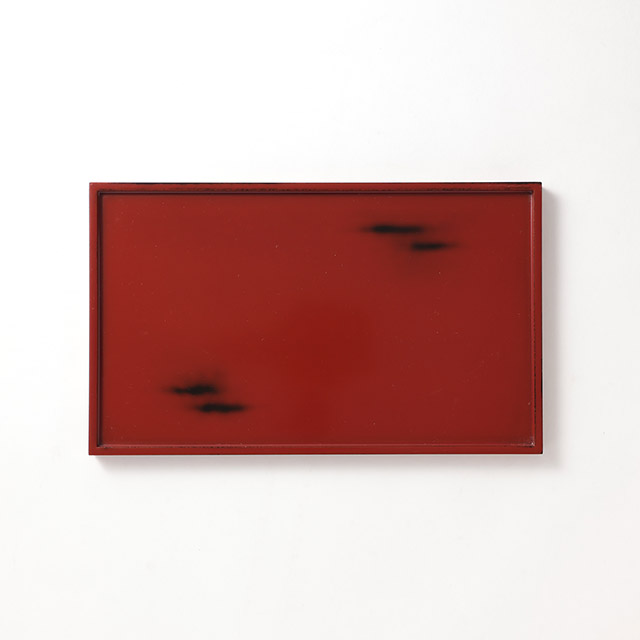 合成漆　溜長角皿30×18