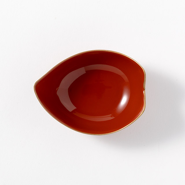 漆珍味入れ　花びら　朱