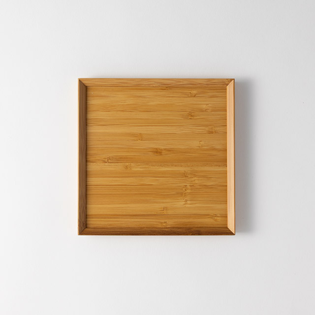 バンブー薄茶　正角トレー16×16