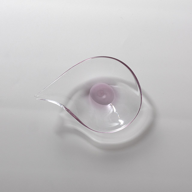 ガラス しずく型小皿ピンク M
