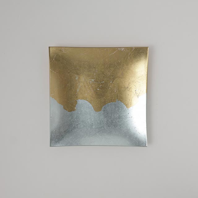 ガラス金・銀箔角皿19cm