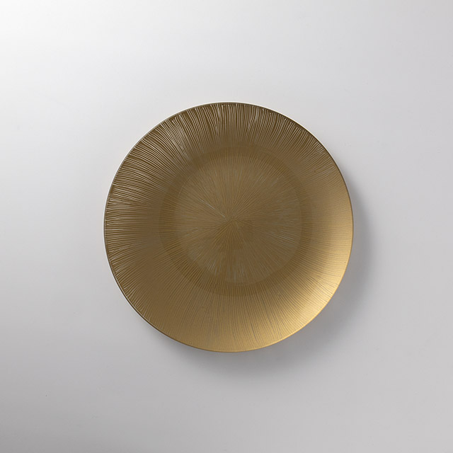 ガラス ゴールド丸皿 27cm