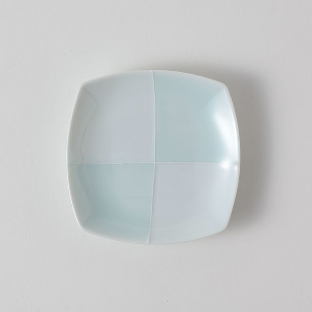 小皿　ブルー/白十字　10/10